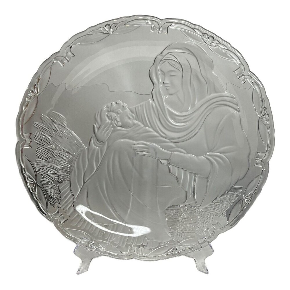 Mikasa Madonna & Child Frosted Display Serving Platter‎ Christmas Religious READ